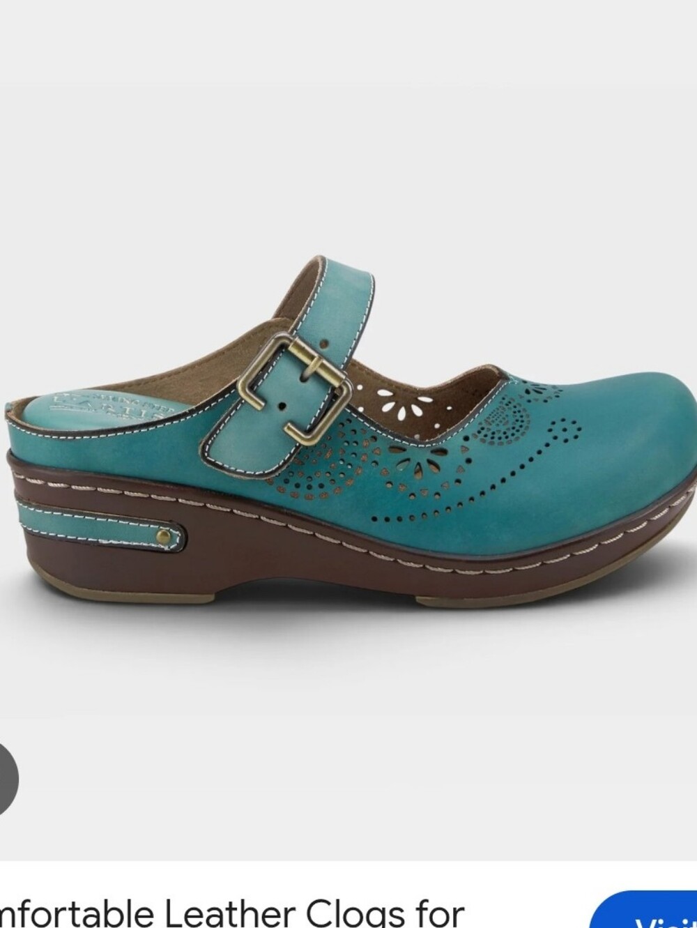 STUNNING L'artiste ANERIA TEAL GREEN MARY JANE LEATHER CLOGS